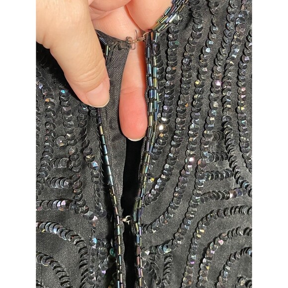 Vintage Black Sequin Vest Spell Bound Cropped Retro 80s 90s NOS NWT Size M - Picture 12 of 14